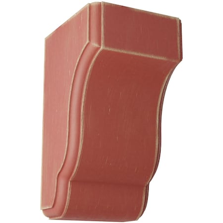 Ekena Millwork 3 1/2"W x 4"D x 6 1/2"H Capistrano Mission Wood Vintage Decor Corbel, Salvage Red CORWD03X04X06CPRD